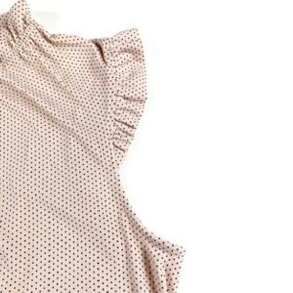 Adrianna Papell Ruffled Cap Sleeve Mini Polka Dot Blouse Top Size XL - Picture 7 of 11